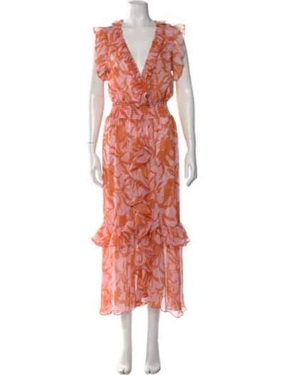 Pre-owned Misa Floral Print Long Dress W/ Tags In Multi