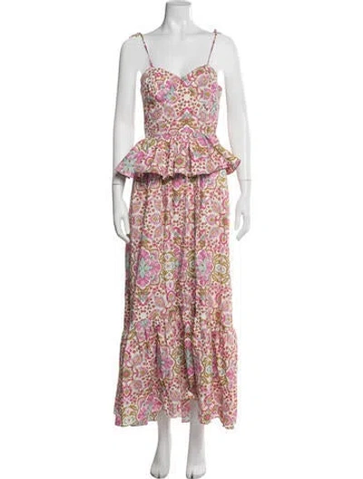 Pre-owned Misa Floral Print Long Dress W/ Tags In Multi