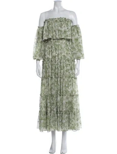 Pre-owned Misa Floral Print Long Dress W/ Tags In Multi