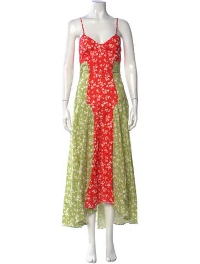 Pre-owned Misa Floral Print Long Dress W/ Tags In Multi
