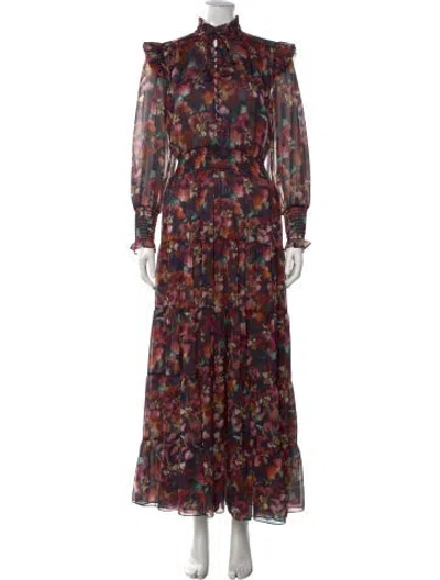 Pre-owned Misa Floral Print Long Dress W/ Tags In Multi