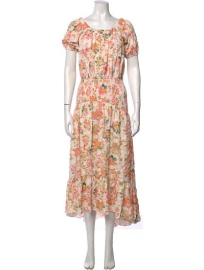 Pre-owned Misa Floral Print Long Dress W/ Tags In Orange