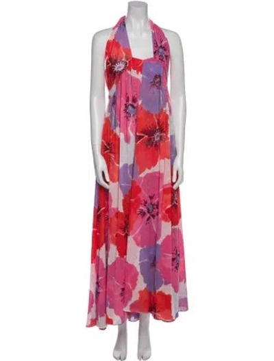 Pre-owned Misa Floral Print Long Dress W/ Tags In Pink