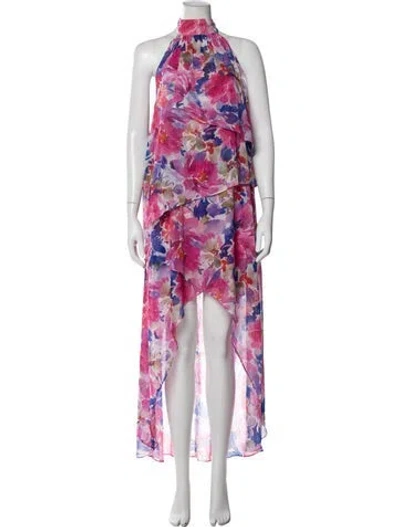Pre-owned Misa Floral Print Long Dress W/ Tags In Pink