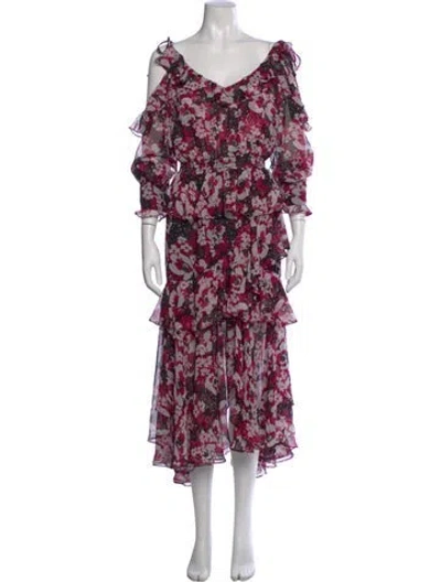Pre-owned Misa Floral Print Long Dress W/ Tags In Pink