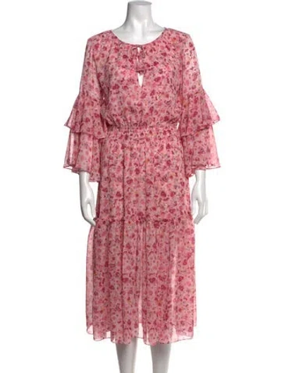 Pre-owned Misa Floral Print Long Dress W/ Tags In Pink