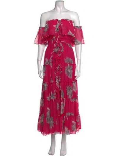 Pre-owned Misa Floral Print Long Dress W/ Tags In Pink