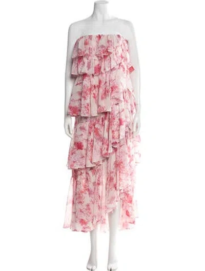 Pre-owned Misa Floral Print Long Dress W/ Tags In Pink