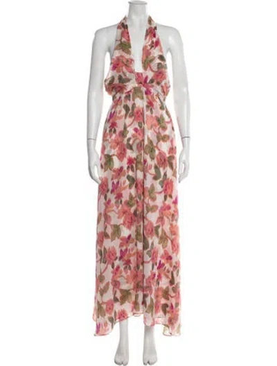 Pre-owned Misa Floral Print Long Dress W/ Tags In Pink