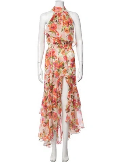 Pre-owned Misa Floral Print Long Dress W/ Tags In Purple