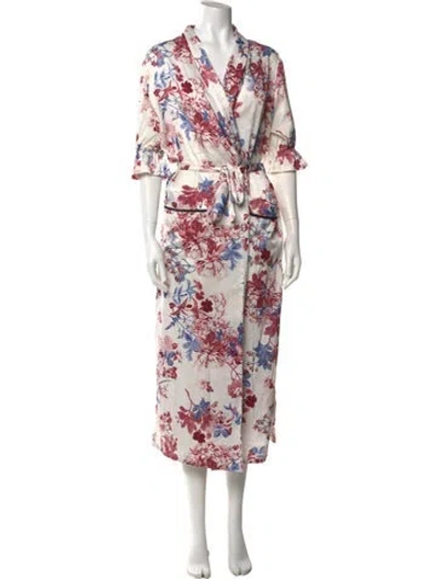Pre-owned Misa Floral Print Long Dress In White