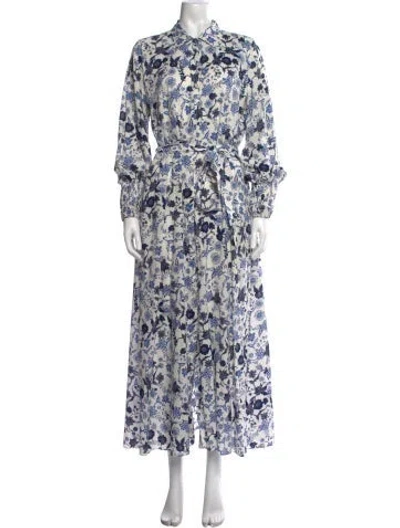Pre-owned Misa Floral Print Long Dress In White