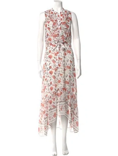 Pre-owned Misa Floral Print Long Dress In White