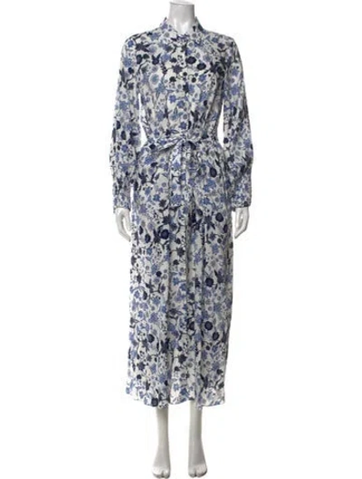 Pre-owned Misa Floral Print Long Dress In White