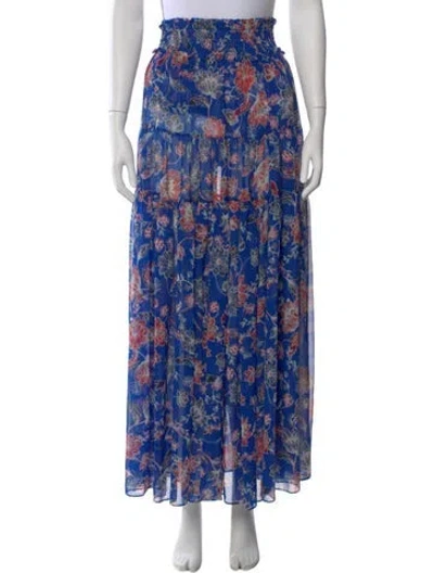 Pre-owned Misa Floral Print Long Skirt In Blue