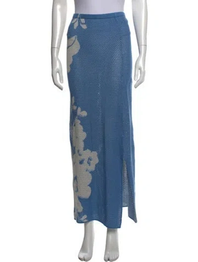 Pre-owned Misa Floral Print Long Skirt In Blue