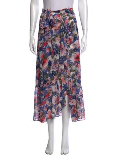 Pre-owned Misa Floral Print Long Skirt In Blue