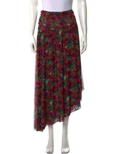 Pre-owned Misa Floral Print Long Skirt In Brown/metallic