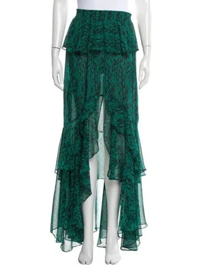 Pre-owned Misa Floral Print Long Skirt In Green