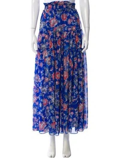 Pre-owned Misa Floral Print Long Skirt In Multi