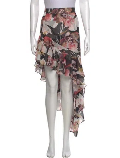 Pre-owned Misa Floral Print Long Skirt In Neutral