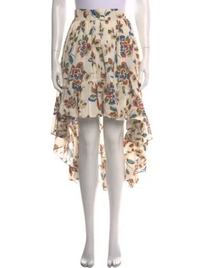Pre-owned Misa Floral Print Long Skirt In Neutral