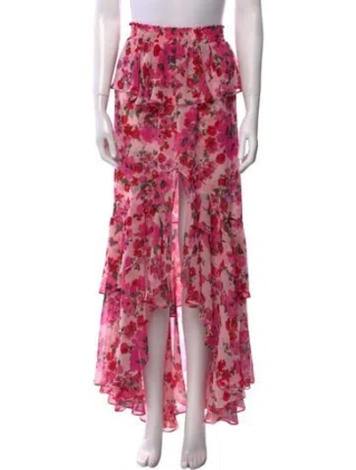 Pre-owned Misa Floral Print Long Skirt In Pink