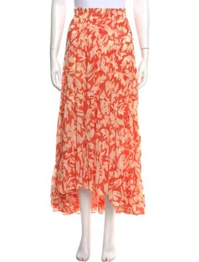 Pre-owned Misa Floral Print Long Skirt In Pink