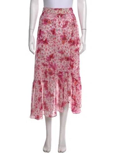 Pre-owned Misa Floral Print Long Skirt In Pink