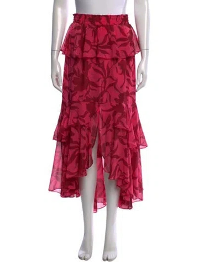 Pre-owned Misa Floral Print Long Skirt In Pink