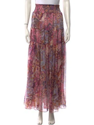 Pre-owned Misa Floral Print Long Skirt In Purple