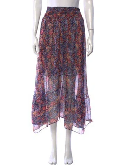 Pre-owned Misa Floral Print Long Skirt In Purple