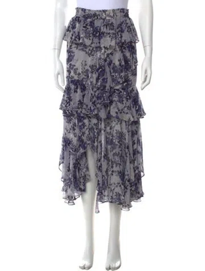 Pre-owned Misa Floral Print Long Skirt In Purple
