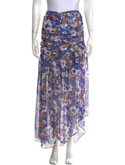 Pre-owned Misa Floral Print Long Skirt W/ Tags In Blue