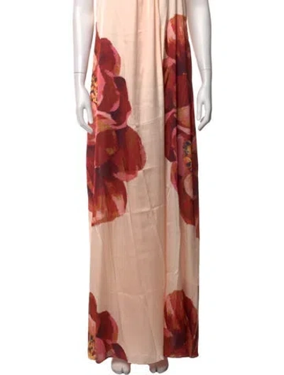 Pre-owned Misa Floral Print Long Skirt W/ Tags In Neutrals