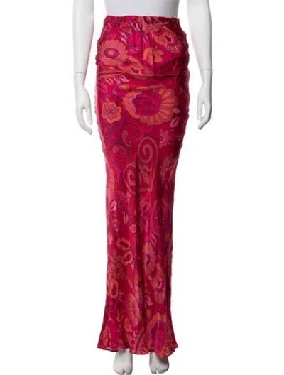Pre-owned Misa Floral Print Long Skirt W/ Tags In Pink