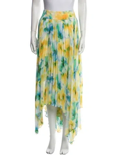 Pre-owned Misa Floral Print Long Skirt In Yellow