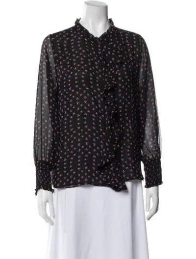 Pre-owned Misa Floral Print Long Sleeve Blouse In Multi