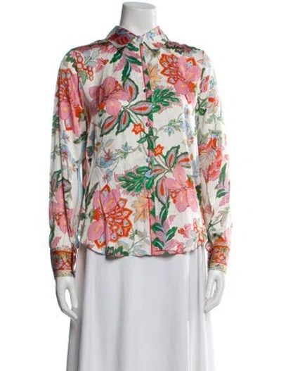 Pre-owned Misa Floral Print Long Sleeve Blouse In Multi