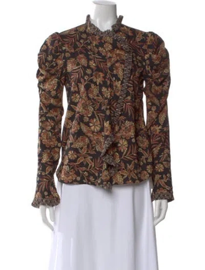 Pre-owned Misa Floral Print Long Sleeve Blouse In Multi