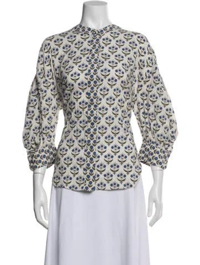Pre-owned Misa Floral Print Long Sleeve Blouse In Multi