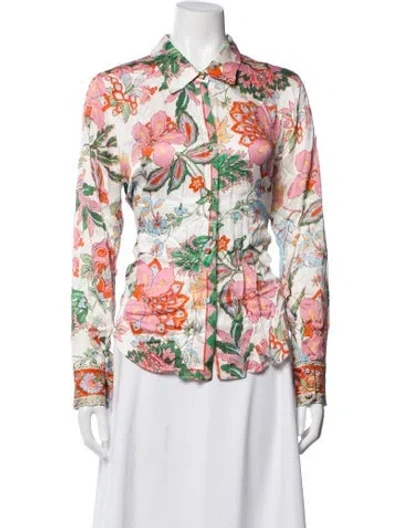 Pre-owned Misa Floral Print Long Sleeve Blouse In Multicolor
