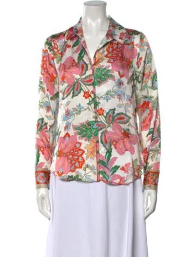 Pre-owned Misa Floral Print Long Sleeve Blouse In Multicolor