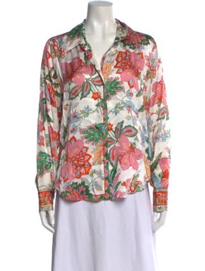 Pre-owned Misa Floral Print Long Sleeve Blouse W/ Tags In Black