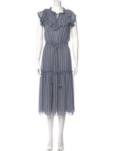 Pre-owned Misa Floral Print Midi Length Dress