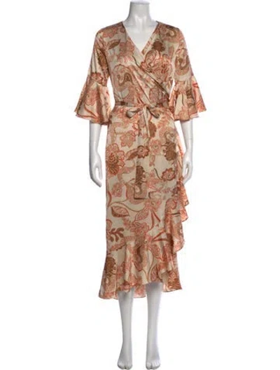 Pre-owned Misa Floral Print Midi Length Dress