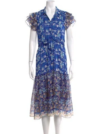 Pre-owned Misa Floral Print Midi Length Dress