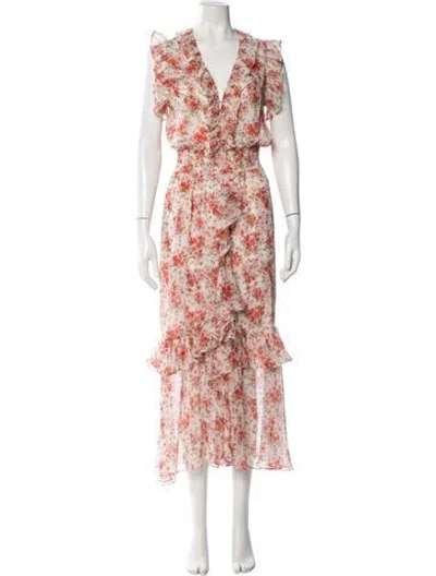 Pre-owned Misa Floral Print Midi Length Dress