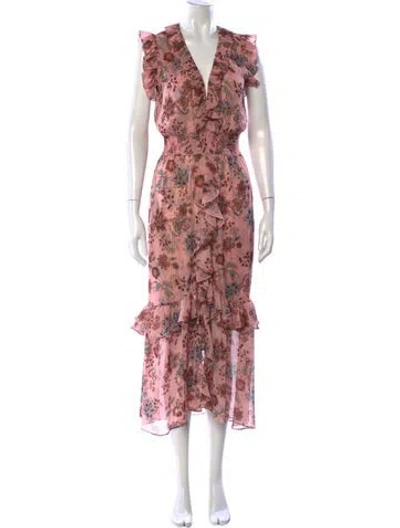 Pre-owned Misa Floral Print Midi Length Dress