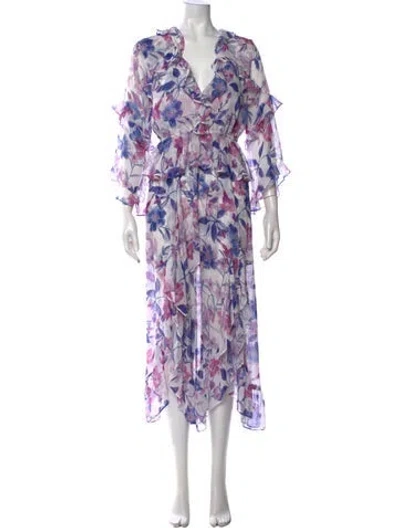 Pre-owned Misa Floral Print Midi Length Dress